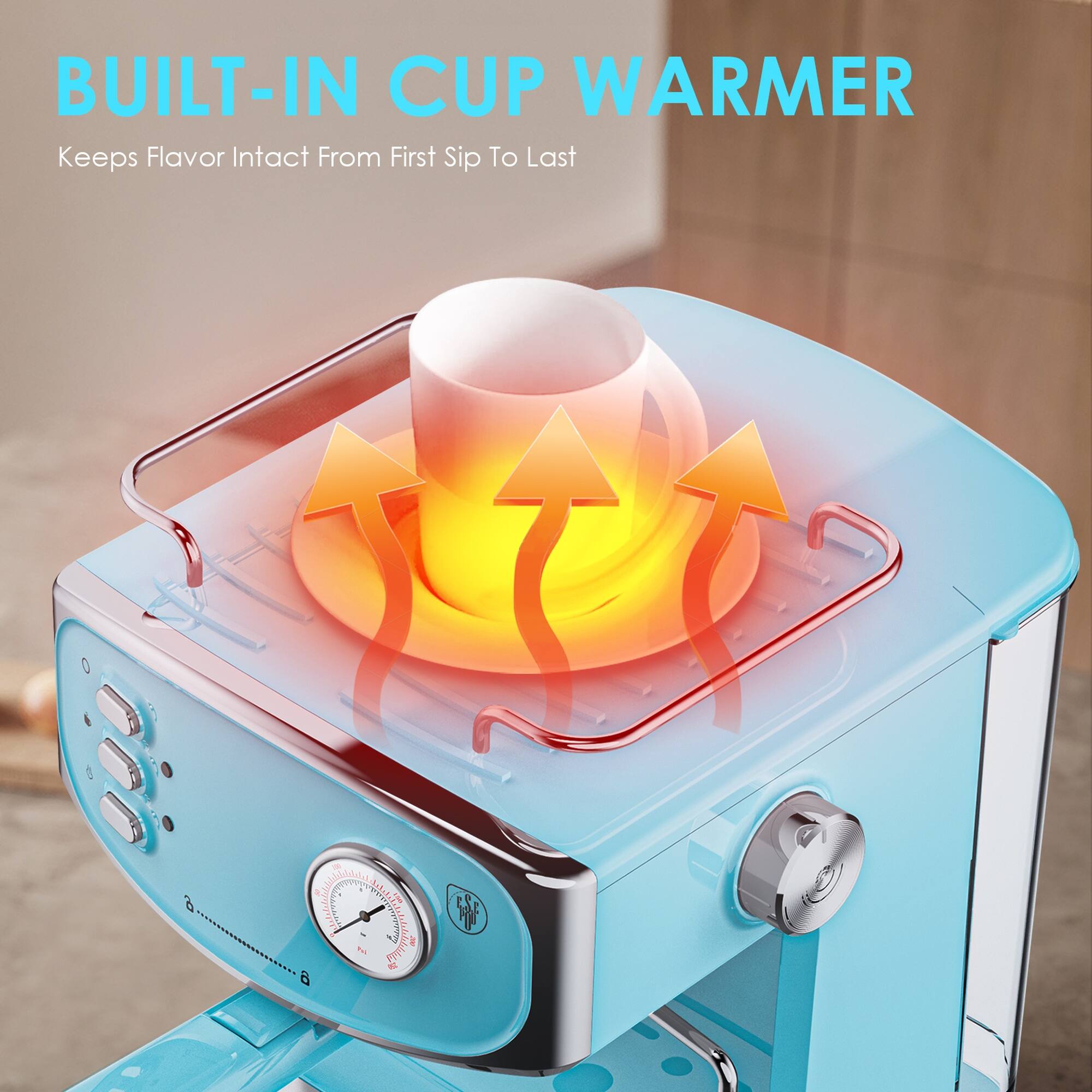 BUILT-IN CUP WARMER  
Keeps Flavor Intact From First Sip To Last
