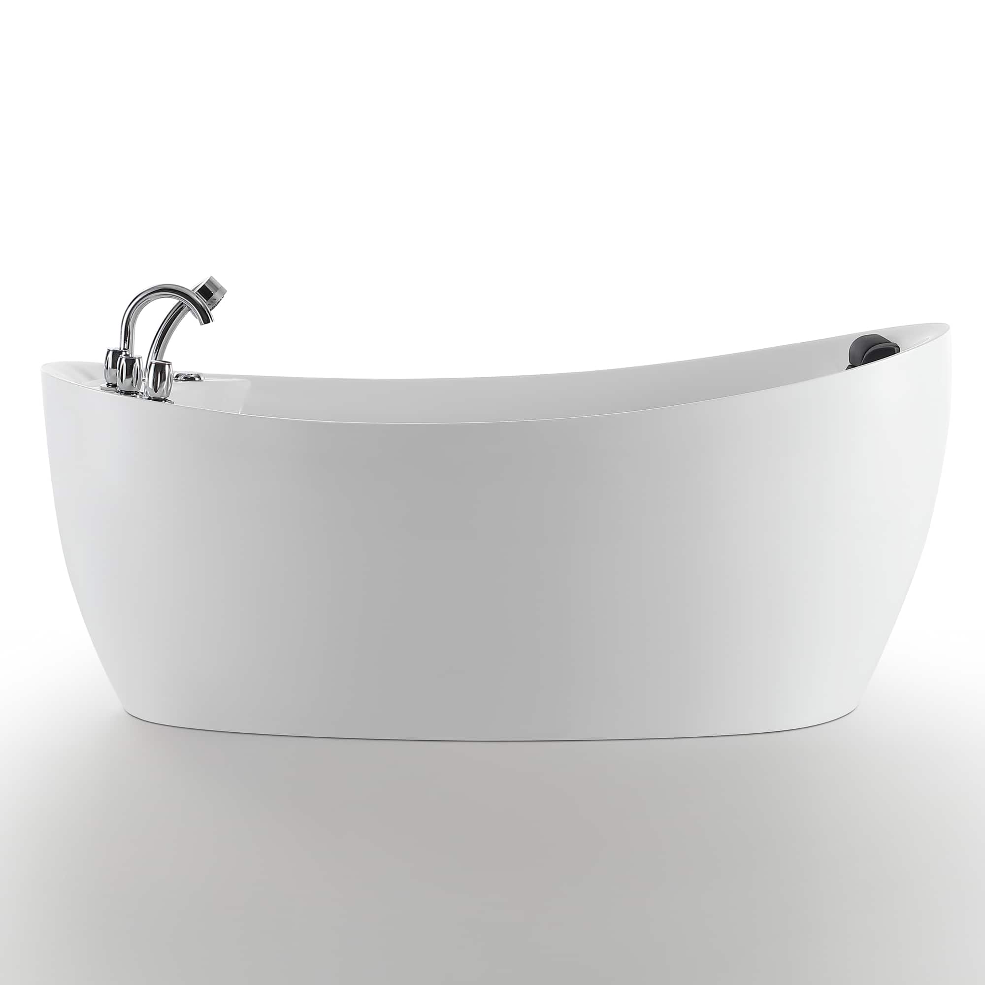 Empava - 67 in. x 31 in. Center Drain Freestanding Whirlpool Bathtub Hydrotherapy Jetted Soaking Bath Tub - Tub filler - White