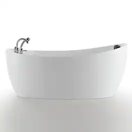 Empava - 67 in. x 31 in. Center Drain Freestanding Whirlpool Bathtub Hydrotherapy Jetted Soaking Bath Tub - Tub filler - White