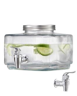 VEVOR - Beverage Dispenser, 0.8 Gallon Drink Dispensers for Parties, Glass Juice Dispenser with No-Drip Spigot and Lid - Transparent