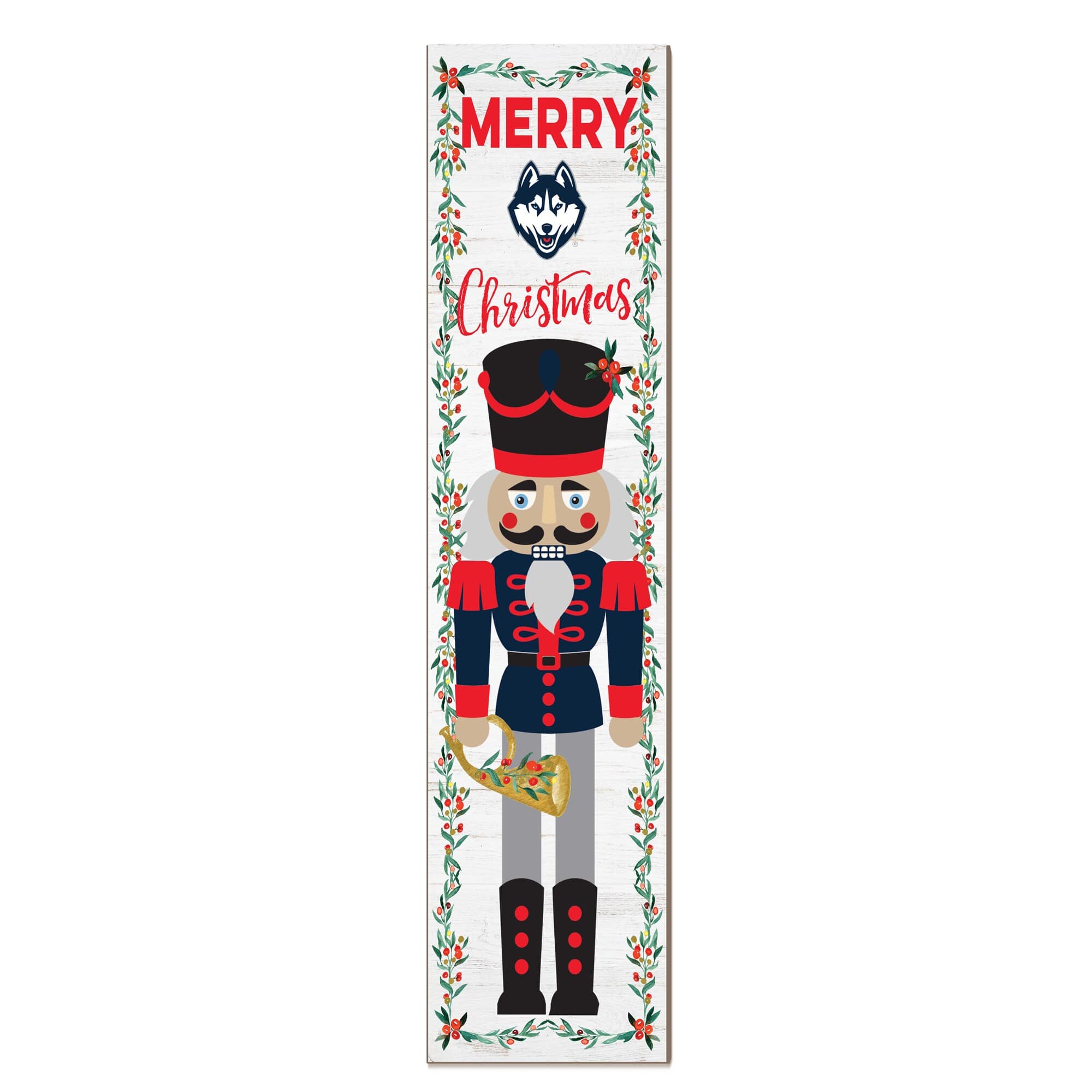 Jardine - UConn Huskies 11" x 46" Nutcracker Holiday Leaner Sign - White