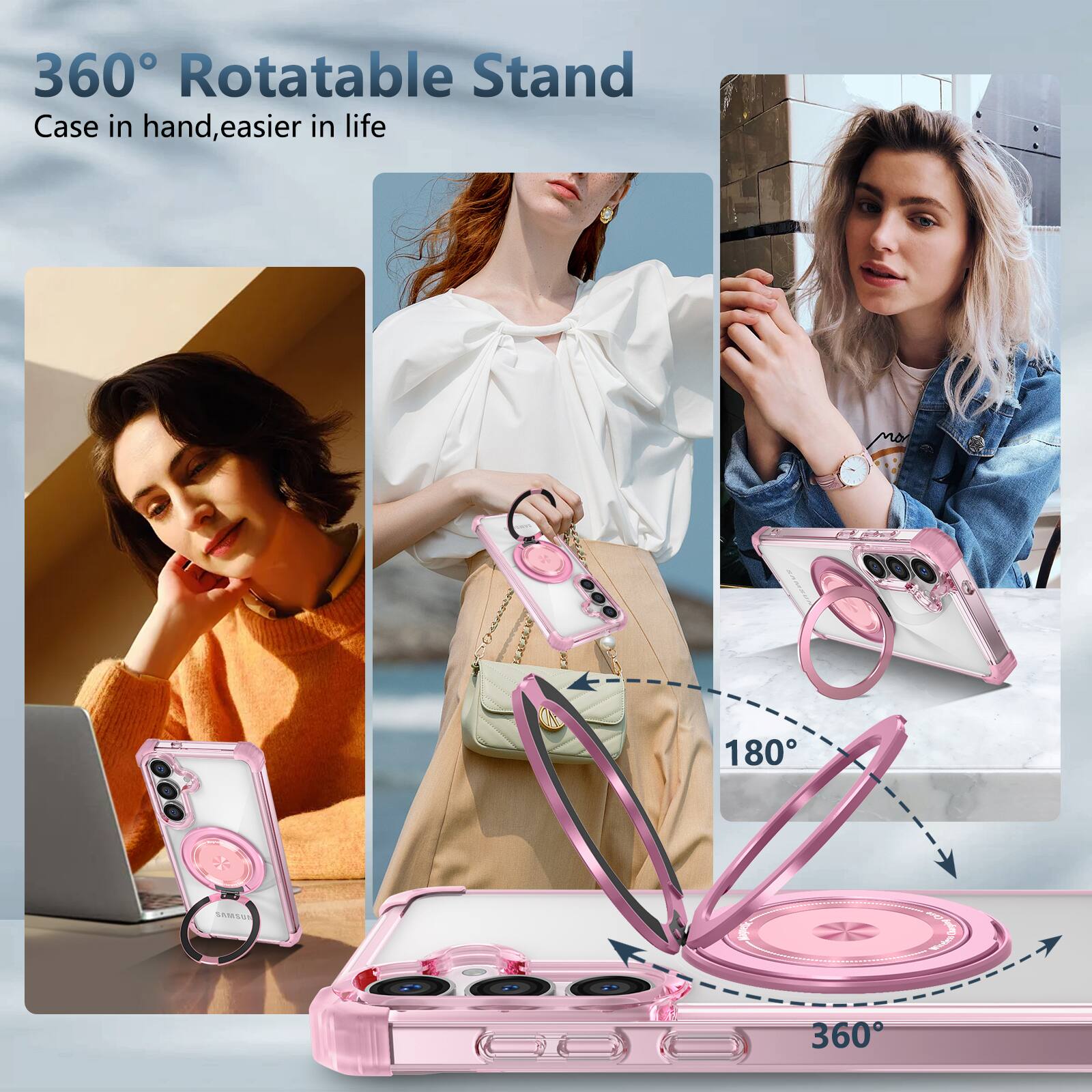 360° Rotatable Stand  
Case in hand, easier in life