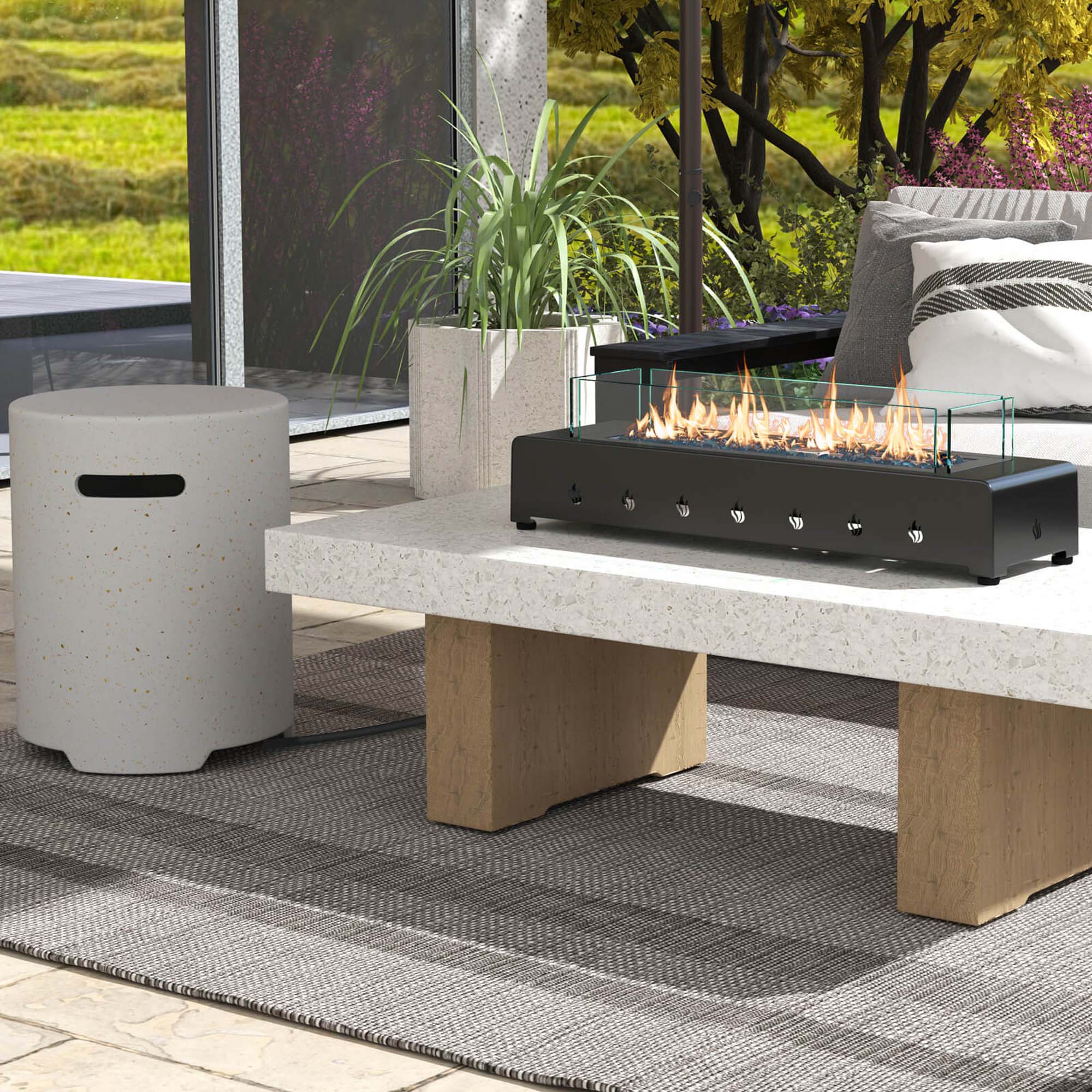 Alt View 3. Costway - Costway 30" Tabletop Propane Fire Pit with Wind Guard Glass Rocks Stainless Steel Burner - Black.