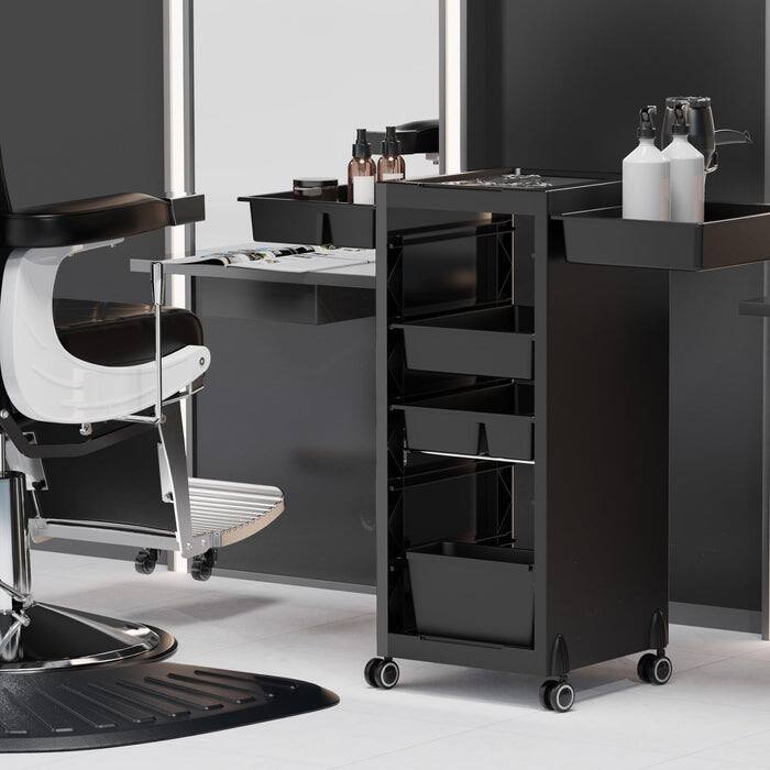 Left. Winado - Barber Cart 6 Layers Storage Cart Hair Rolling Cart Salon Trolley Station for Barber Shops, Beauty Salons, Spas - Black.