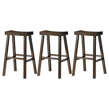 Front. Maven Lane - Maven Lane Vincent Wooden Rustic Aesthetic Kitchen Bar Stool, Set of 3 - Antiqued Brown.