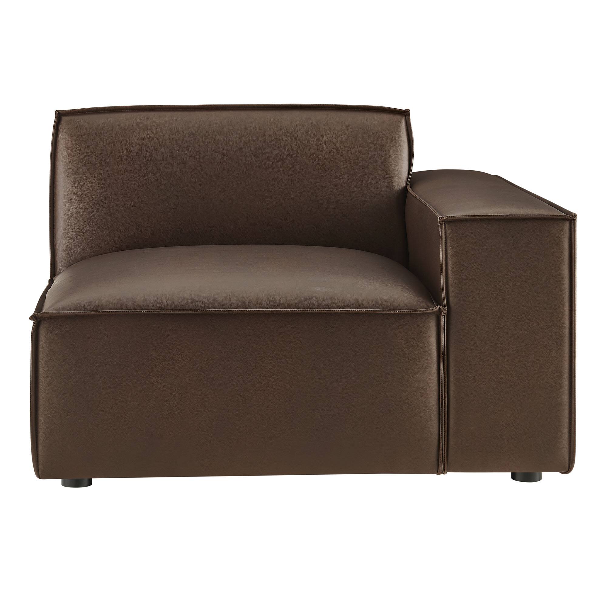 Alt View 5. Modway - Restore Vegan Leather Right-Facing Modular Lounge Chair by Modway - Espresso.