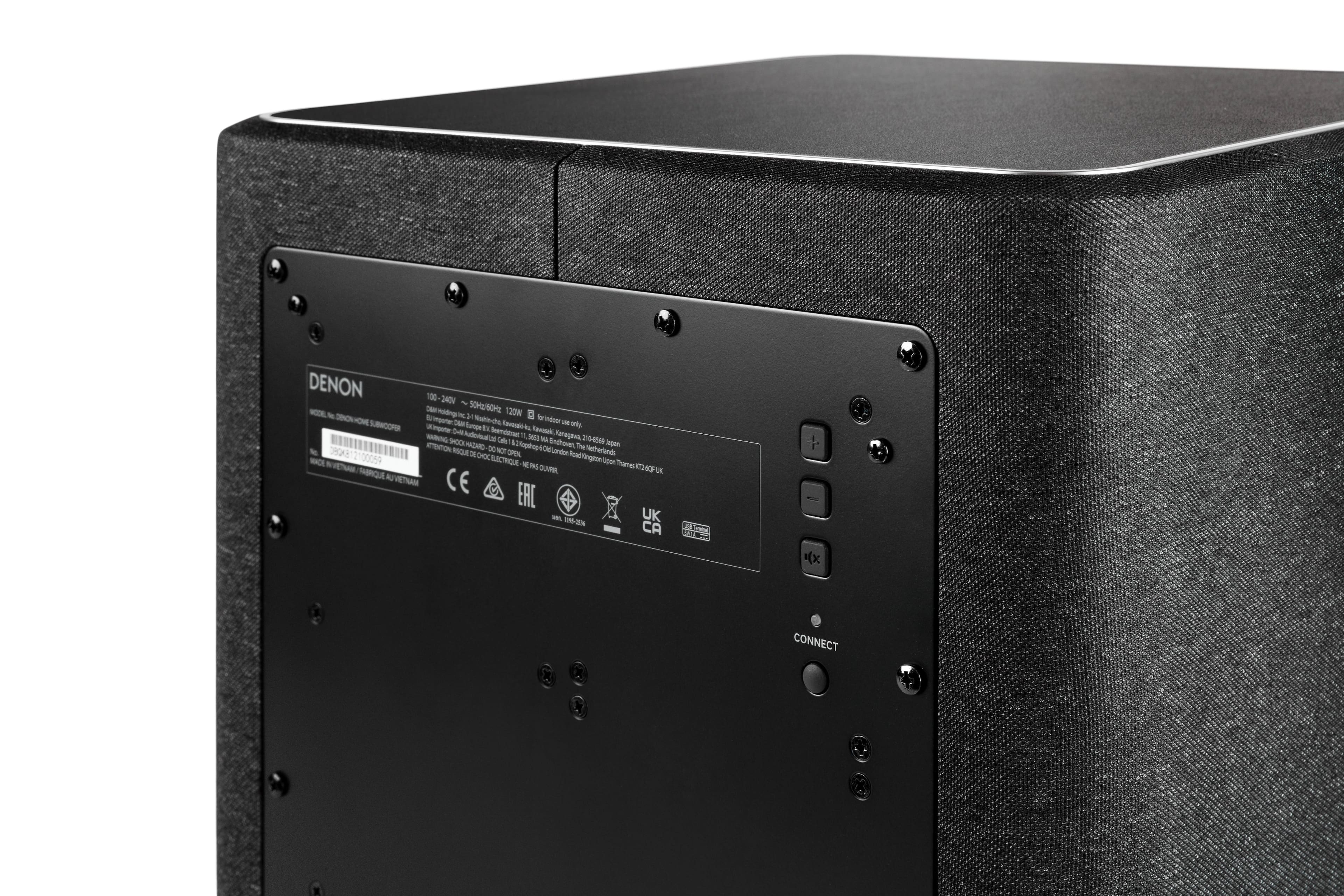 Left. Denon - Home Wireless Subwoofer with Built-in HEOS - Black.