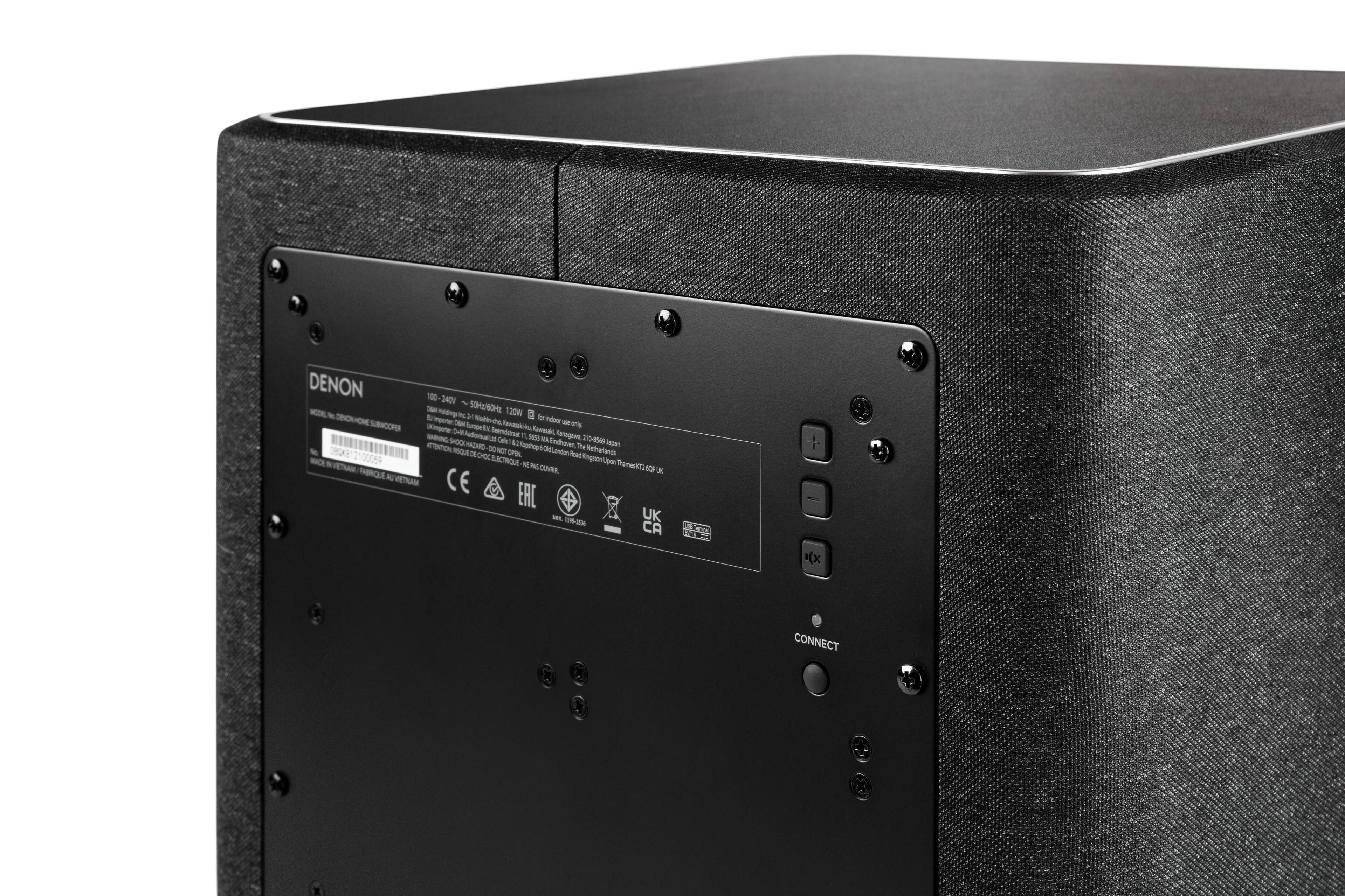 Left. Denon - Home Wireless Subwoofer with Built-in HEOS - Black.