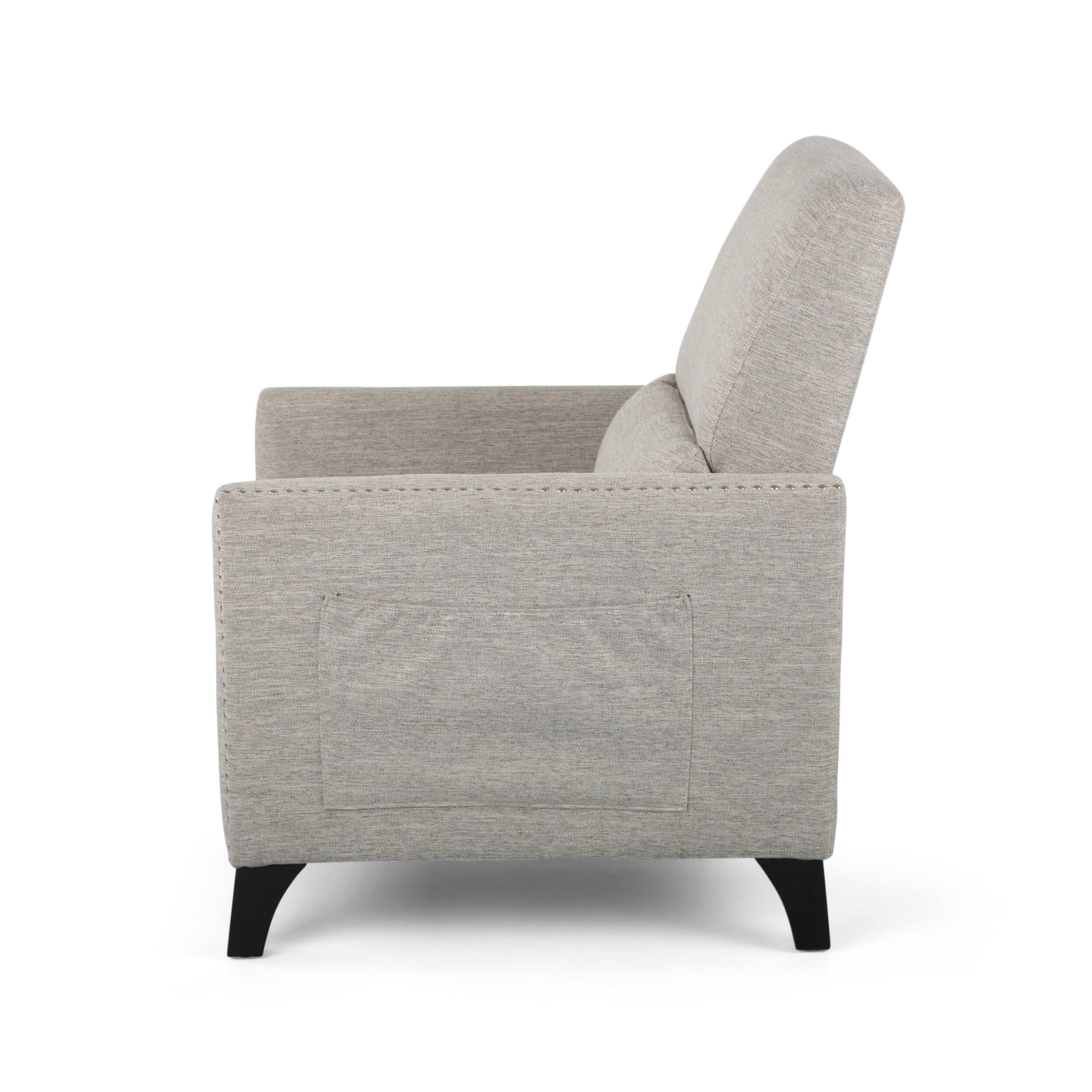 Alt View 6. TinyHomie - Pushback Recliner Chair Push Back Recliner with Rivet Decoration Mid Century Accent Chair for Living Room Bedroom - Gray.