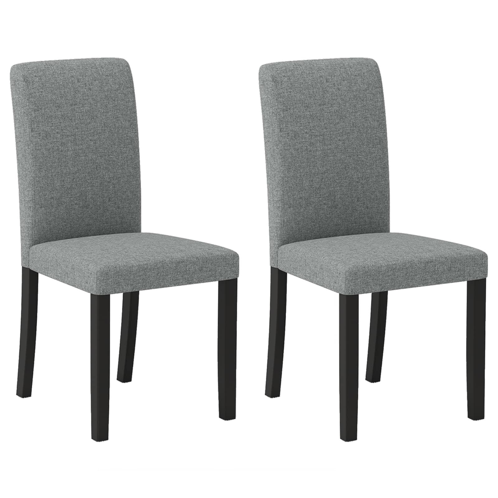 Gymax - Dining Chair Set of 2 Mid-Century Modern Fabric Upholstered Parson Chairs - Gray