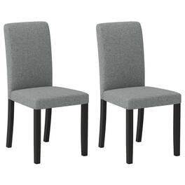 Gymax - Dining Chair Set of 2 Mid-Century Modern Fabric Upholstered Parson Chairs - Gray