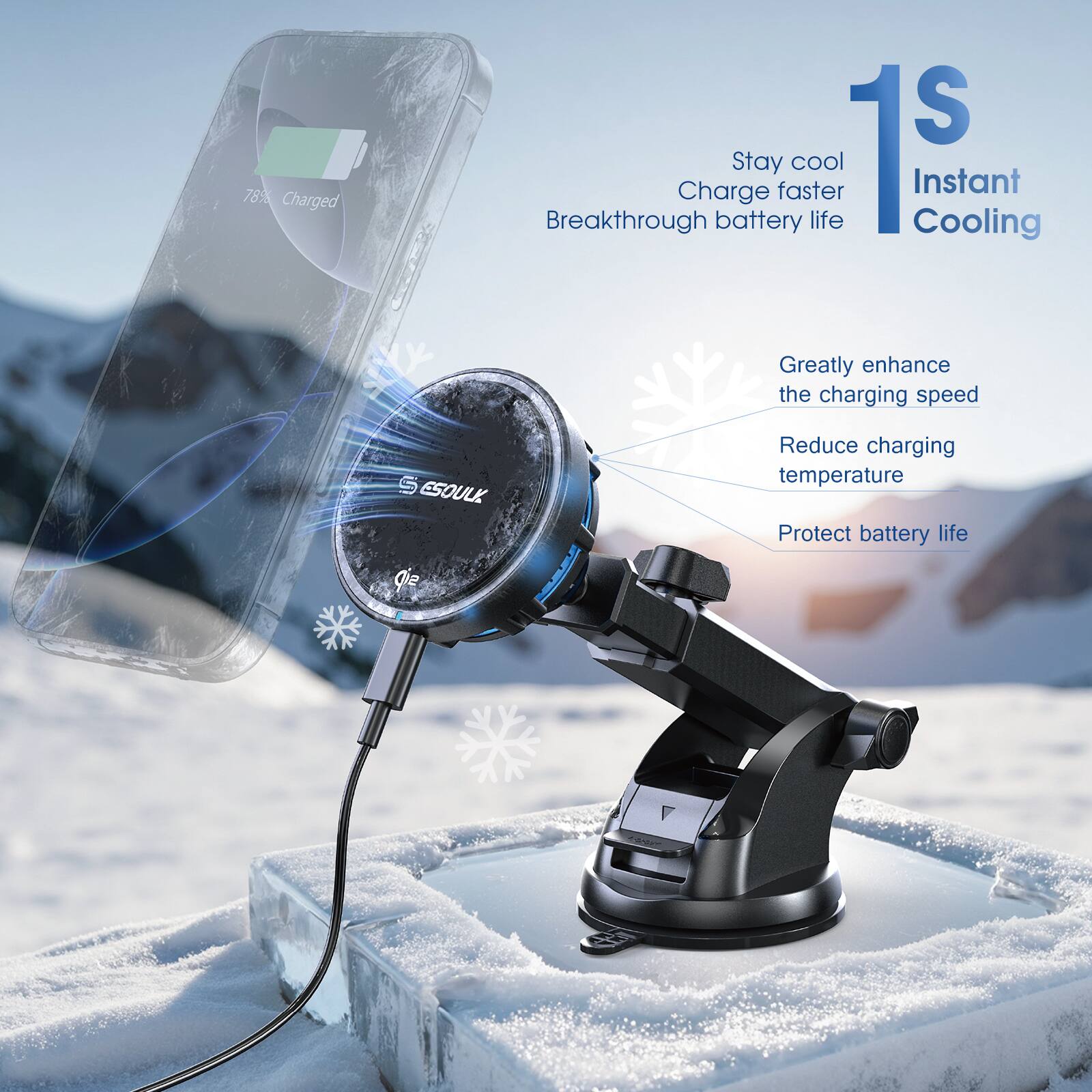 78% Charged  
Breakthrough Charge battery  
Stay cooler  
Charge faster  
1s Instant Cooling  
Greatly enhance the charging speed  
Reduce charging temperature  
Protect battery life