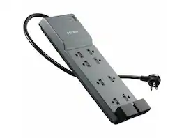 Belkin - 8-Outlet Surge Protector 6ft Cord Right Angle Plug 3550J Telephone Protection Grey (3-pack) Model BE108200-063PK - Gray