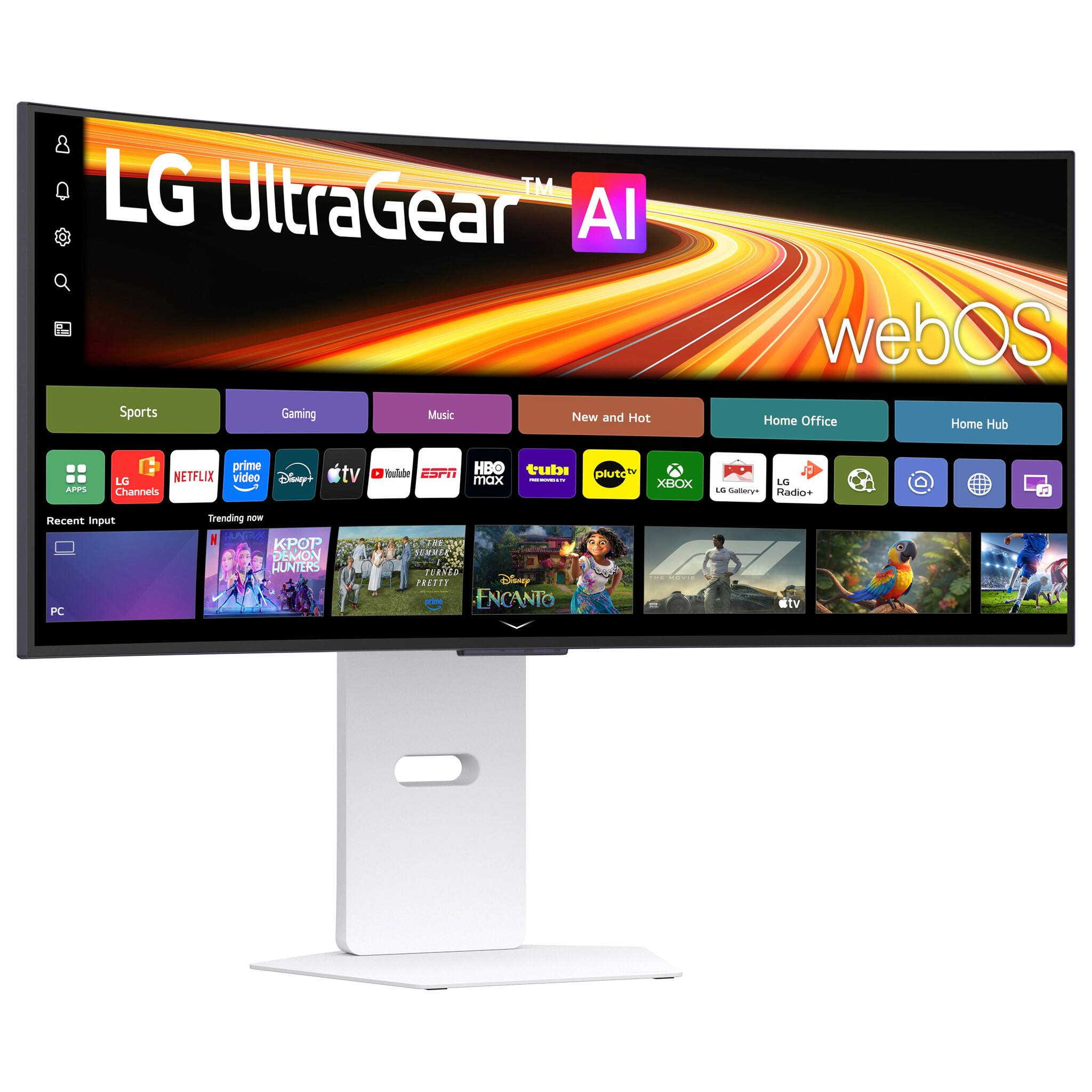 LG UltraGear AI webOS

Sports Gaming Music

New and Hot Home Office Home Hub

APPS prime LG NETFLIX video Disney Channels tv Tello ESPH HBO max tubi

Recent Input Trending

PC KOP DEMON HUNTERS SCHUEE TEARED PRESTS Sisny ENCANTO
