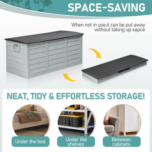SPACE-SAVING  
When not in use, it can be put away without taking up space  

NEAT, TIDY & EFFORTLESS STORAGE!  
Under the bed  
Under the shelves  
Between cabinets