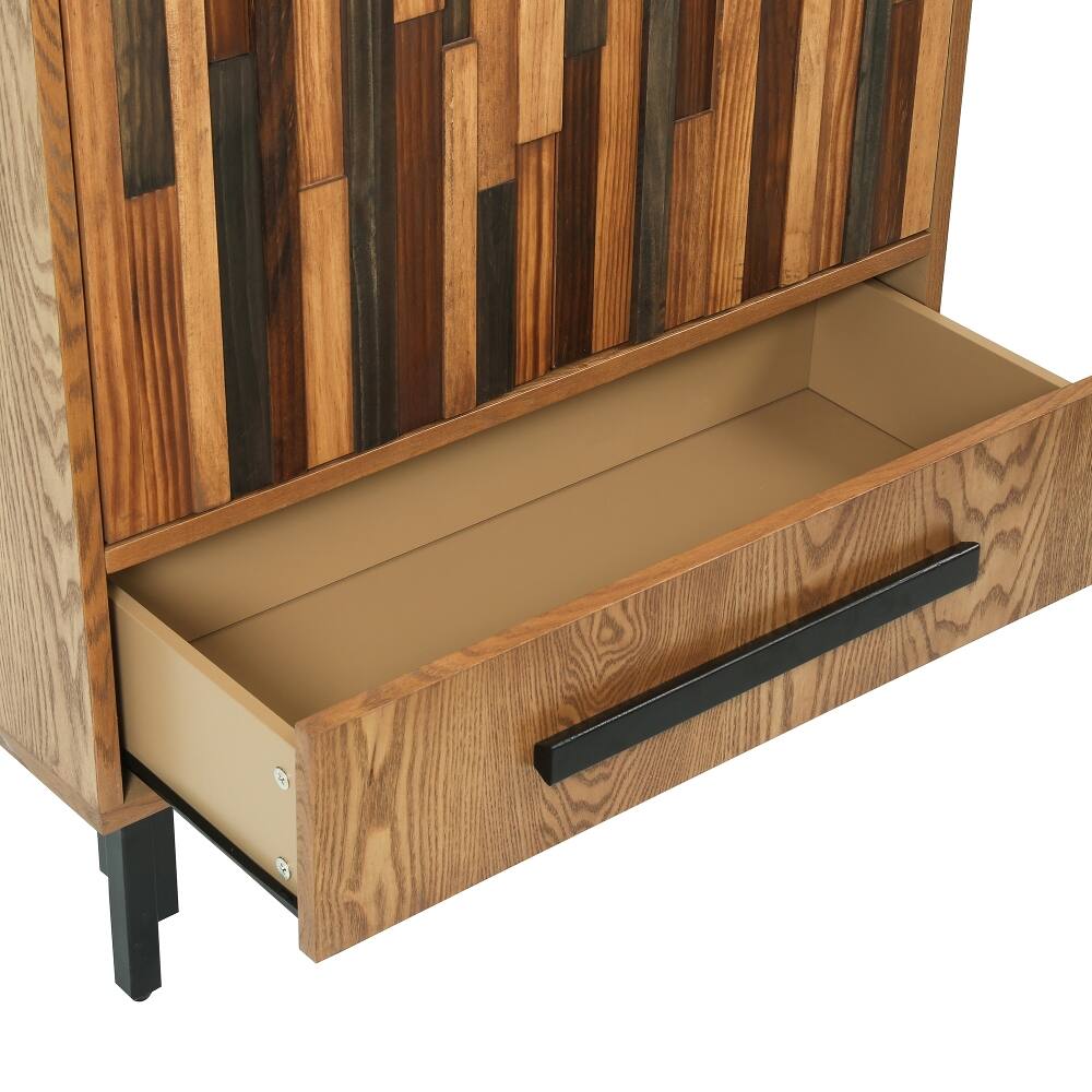 Alt View 9. Loheer - Loheer Tall Storage Cabinet with Drawer Wood Accent Sideboard for Living Room Hallway Freestanding Two Door Furniture - Ash Wood Grain.