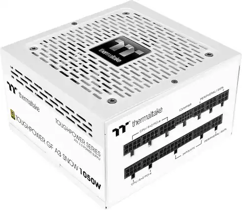 The text on the image is grouped and corrected as follows:
"Thermaltake Toughpower 7 CPU/6+2 CPU ASX Peripheral/SATA GF 3 O. A3 Power Series Supply 24PINATX Snow PCI-e 1050W CPU1G+2PCH CPU 6+2."