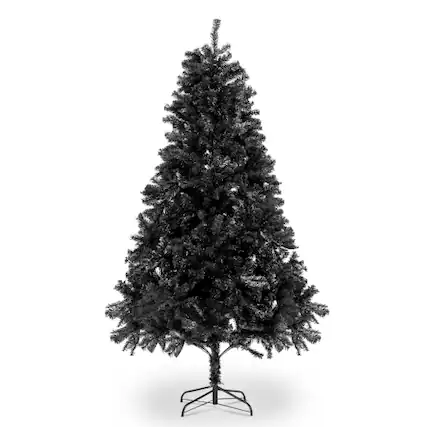 Front. Winado - 6FT Artificial Christmas Pine Tree Unlit with Branch, Sturdy Metal Stand for Outdoor Indoor Holiday Party Decoration - Black.