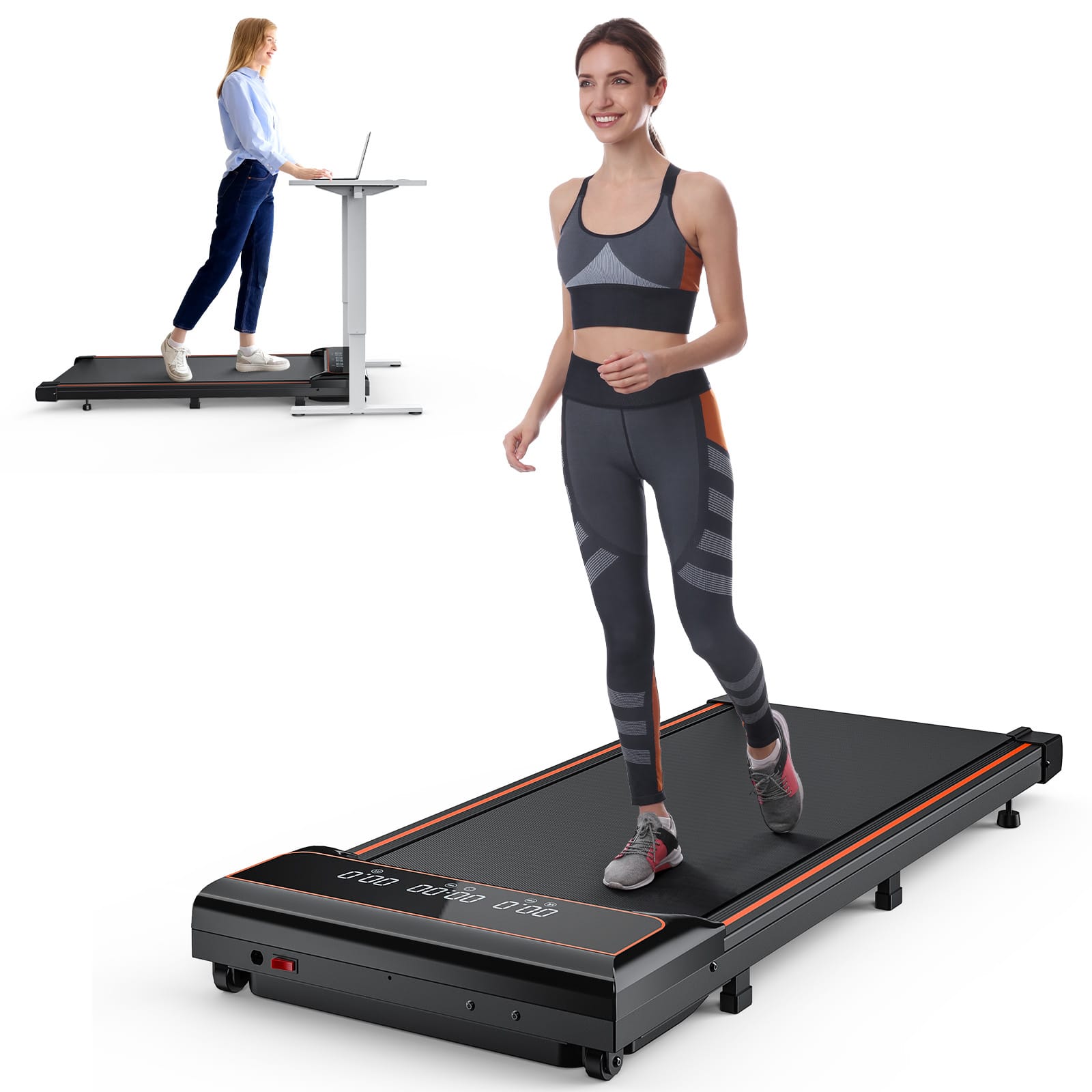 AENKYO - Walking Pad Treadmill Compact&Portable Walking Pad for Home and Office Adjustable Speed Settings - Black