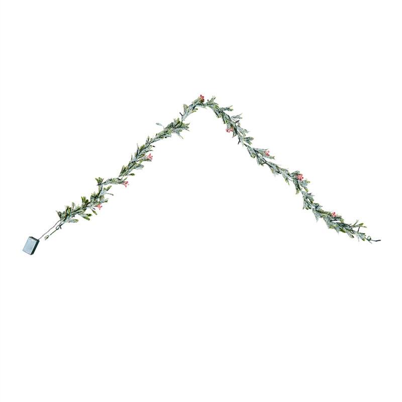 Alt View 2. HTUTWOO - 6.6Ft Christmas Garland - LED Fairy Lights with Vines Berries Olive Leaves, Battery Operated for Party & Home - Green.