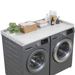 VEVOR - Washer Dryer Countertop, 54 x 27.5 in Wooden Washer and Dryer Topper with Edge & 2 Hooks, Water-Resistant - Gray