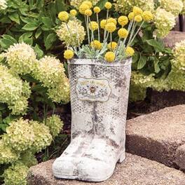 BreeBe - Sweet Bee Honey Metal Boots Planter - White