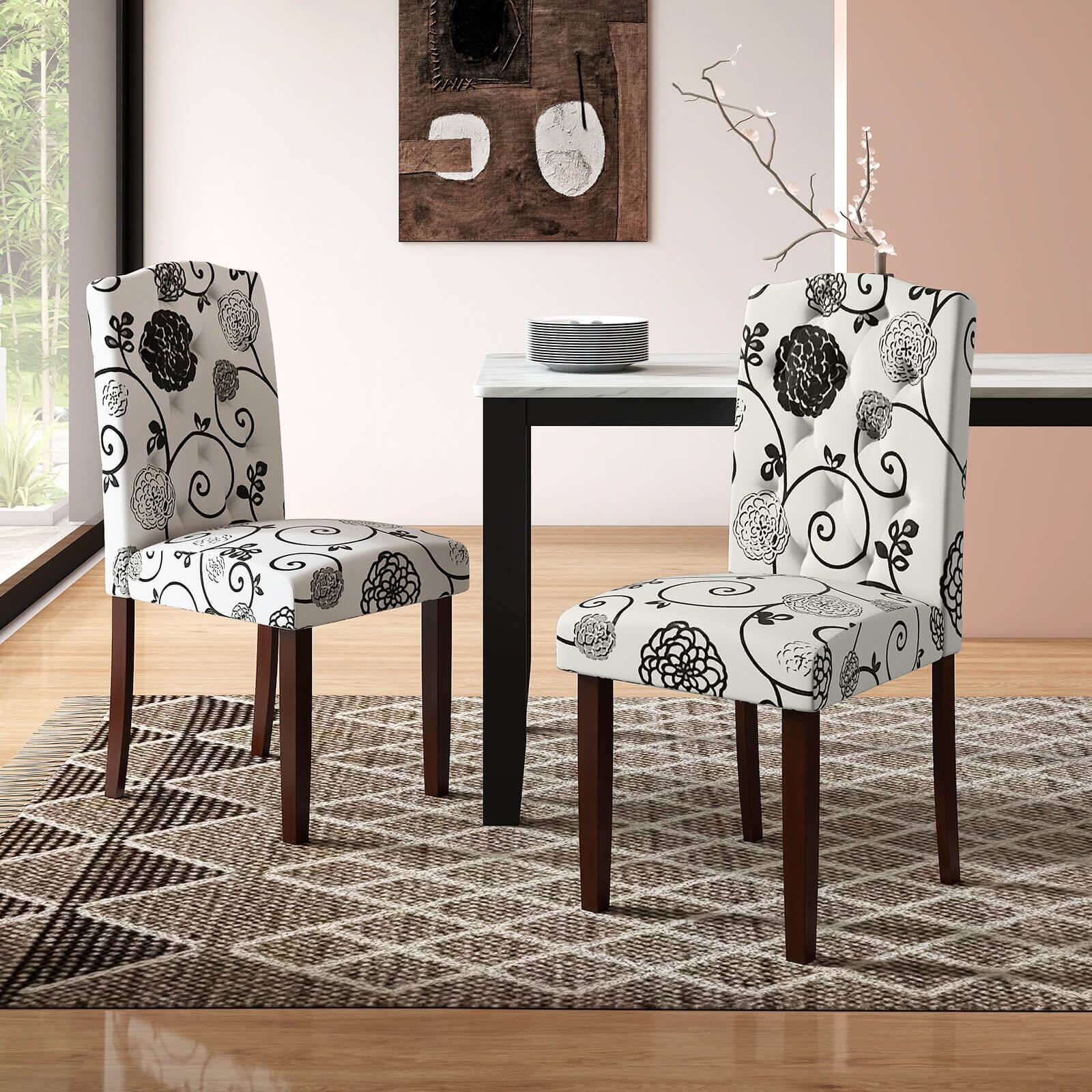 Alt View 5. Costway - Costway Wooden Dining Chair Set of 2 with Rubber Wood Legs Padded Seat S Springs, Kitchen - Beige.