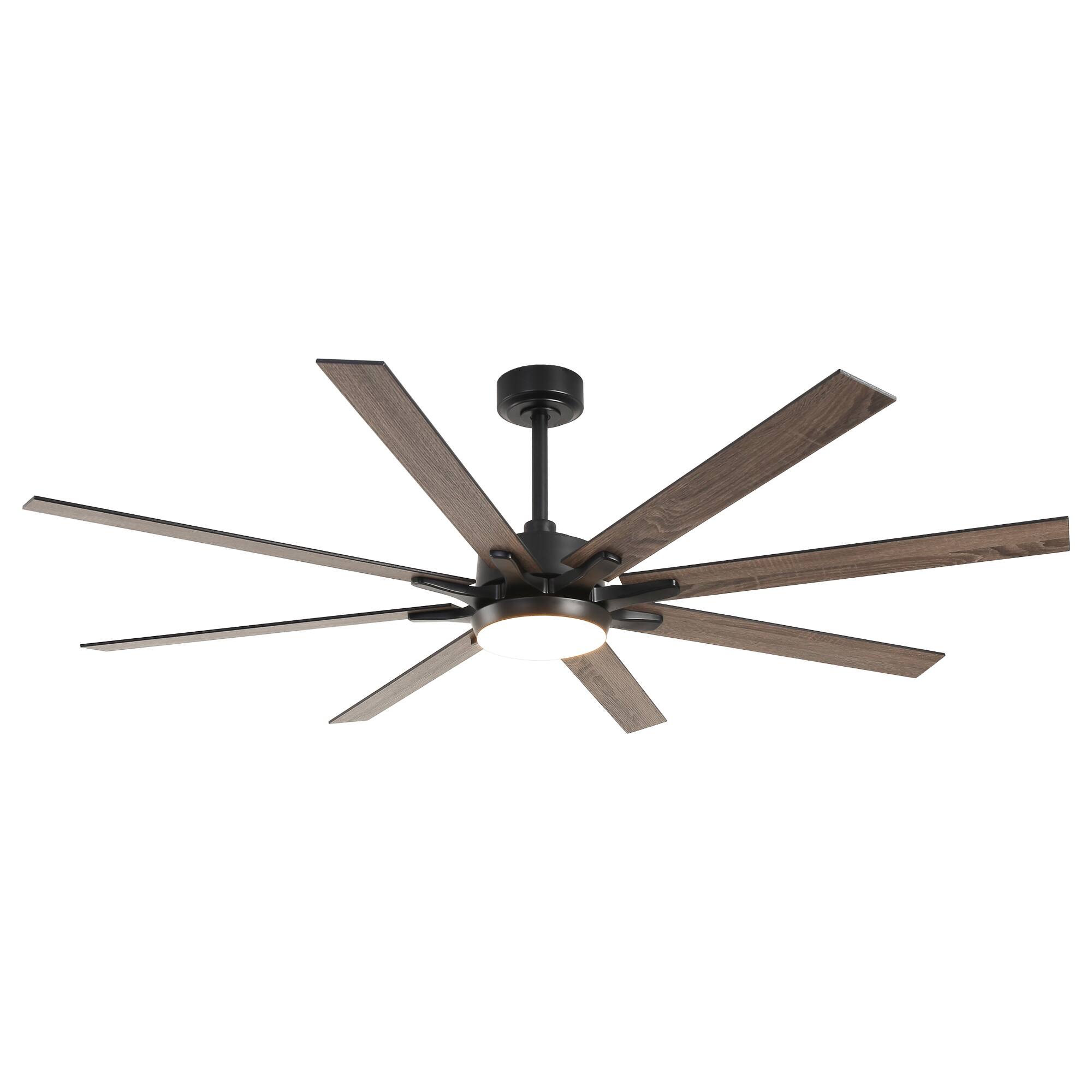 Alt View 4. Parrot Uncle - 65-inch Indoor LED Ceiling Fan with Light and Remote Control, 8 Reversible Blades, DC Reversible Motor - Black.
