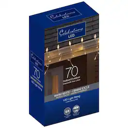 Celebrations - Blue LED C9 Warm White 70 ct Icicle Christmas Lights 9 ft.