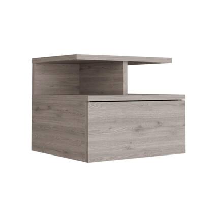 Front. TuHome - Adele Floating Nightstand Light Gray MDF - Gray.