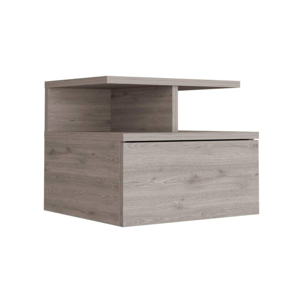 Front. TuHome - Adele Floating Nightstand Light Gray MDF - Gray.
