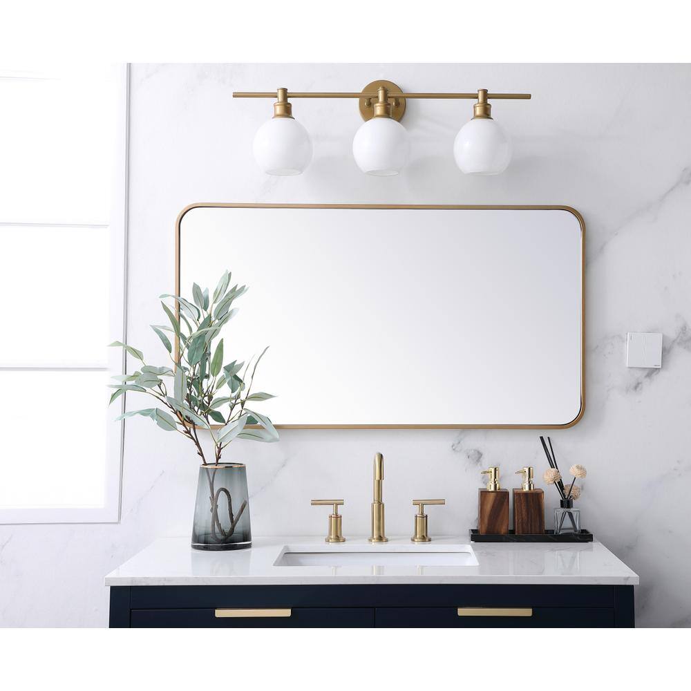 Alt View 4. Elegant Decor - Soft corner metal rectangular mirror 22x40 inch in Brass - Brass.