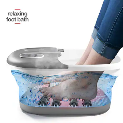 Foot Spa with Heat, Jets and Remote Control Pumice Stone Collapsible Grey Foot Spa Massager with Massage Bubbles and Vibration MedicalKingUsa Foot Spa with Heat, Jets and Remote Control Pumice Stone Collapsible Grey Foot Spa Massager with Massage Bubbles and Vibration MedicalKingUsa