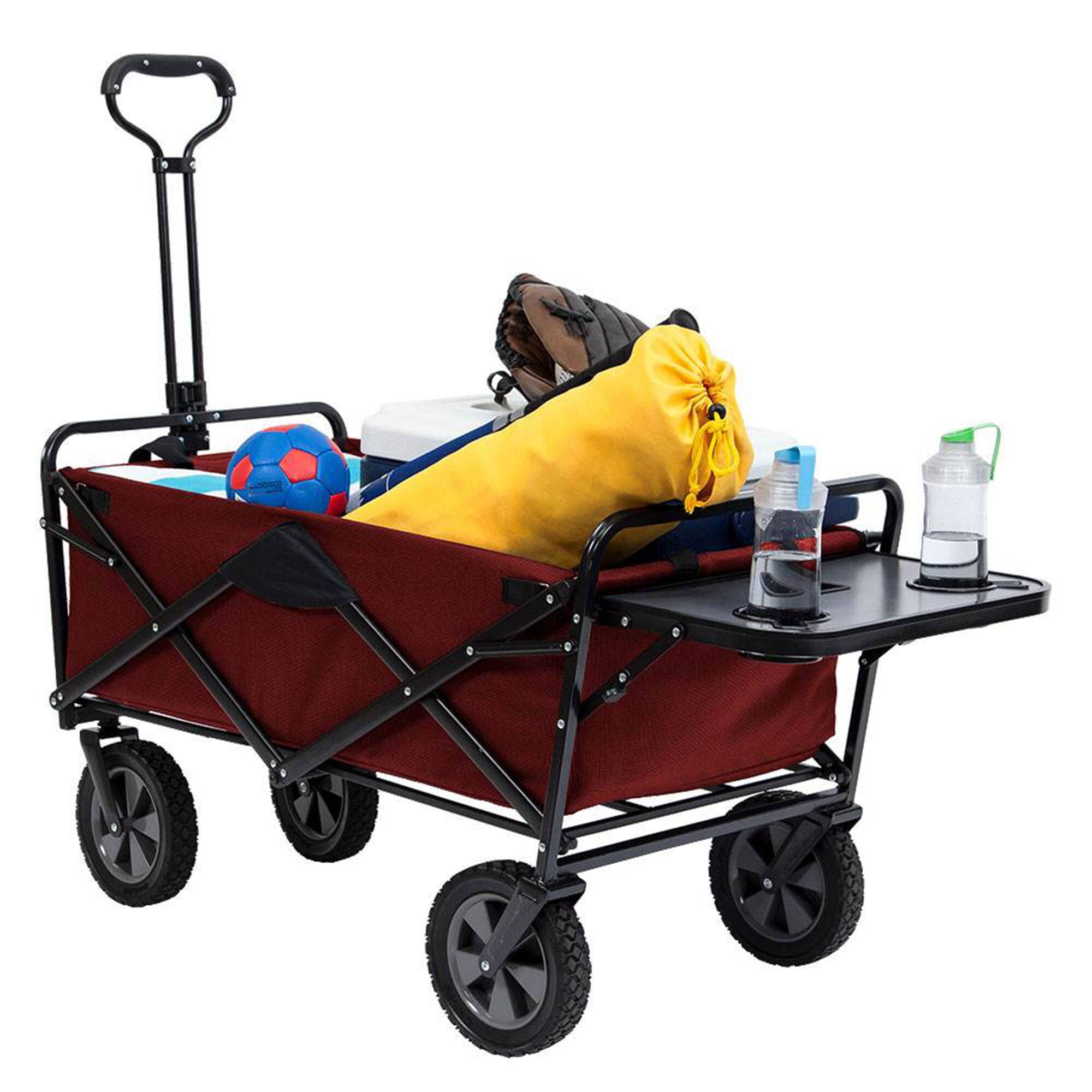 Alt View 3. Mac Sports - Mac Sports Collapsible Folding Outdoor Garden Utility Wagon w/ Table, Maroon - Maroon.