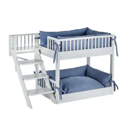Front. New Age Pet - Dog Bunk Bed with Removable Cushions - Antique White - Antique White.