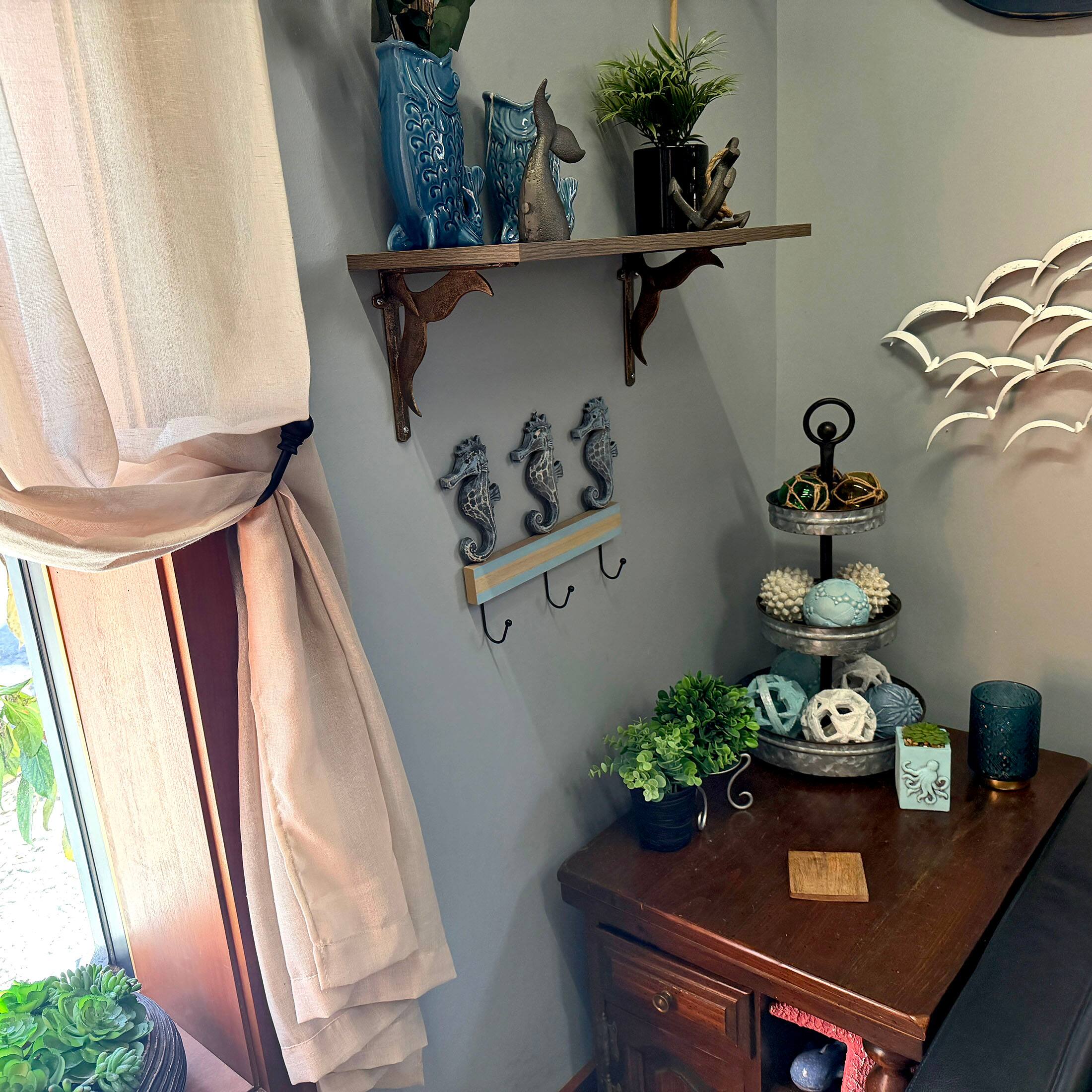 Alt View 4. Things2Die4 - Things2die4 Blue Distressed Seahorse Decorative Wall Hooks Rack, 11 Inch - Blue.