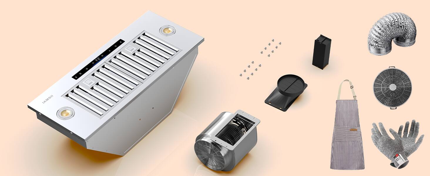 Alt View 5. Brano - 36 inch Insert Range Hood in Stainless Steel,900 CFM Built-in Kitchen Hood with Remote Control, Convertible - silver.