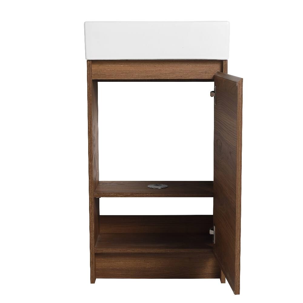 Alt View 8. Loheer - Loheer 18 Inch Freestanding Bathroom Vanity with Single Sink, Brown Ebony, Plywood Base - Brown Ebony.