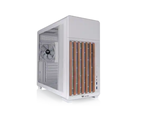 Front. Thermaltake - Thermaltake TR300 WS Wood Trim Mid Tower, 1x120mm Fan, ATX/mATX/mITX, 360mm Rad, 410mm GPU, Snow - Snow.