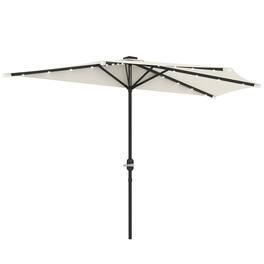 Outsunny - Half Outdoor Patio Umbrella, UPF 30+ Small Vented Half Patio Umbrella with Crank 8 Ribs - Cream White