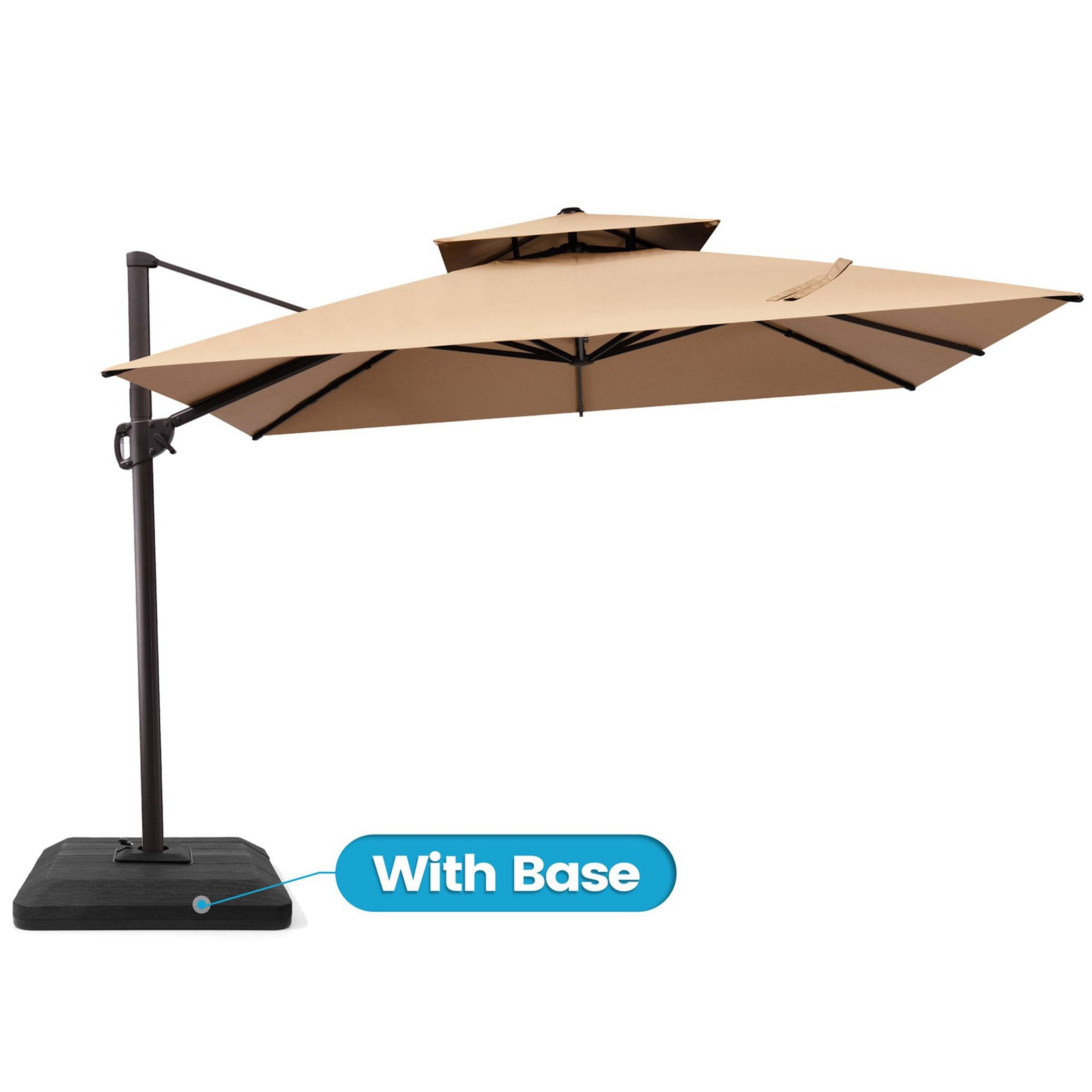 Crestlive Products - 10x10ft Aluminum Double Top Crank Cantilever Patio Umbrella with Base - Brown price history on PriceWatchPro