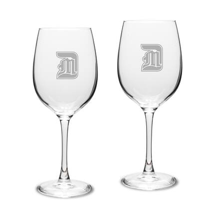 Front. Jardine - Detroit Mercy Titans Logo 16oz. Two-Piece Traditional White Wine Glass Set - Multicolor.