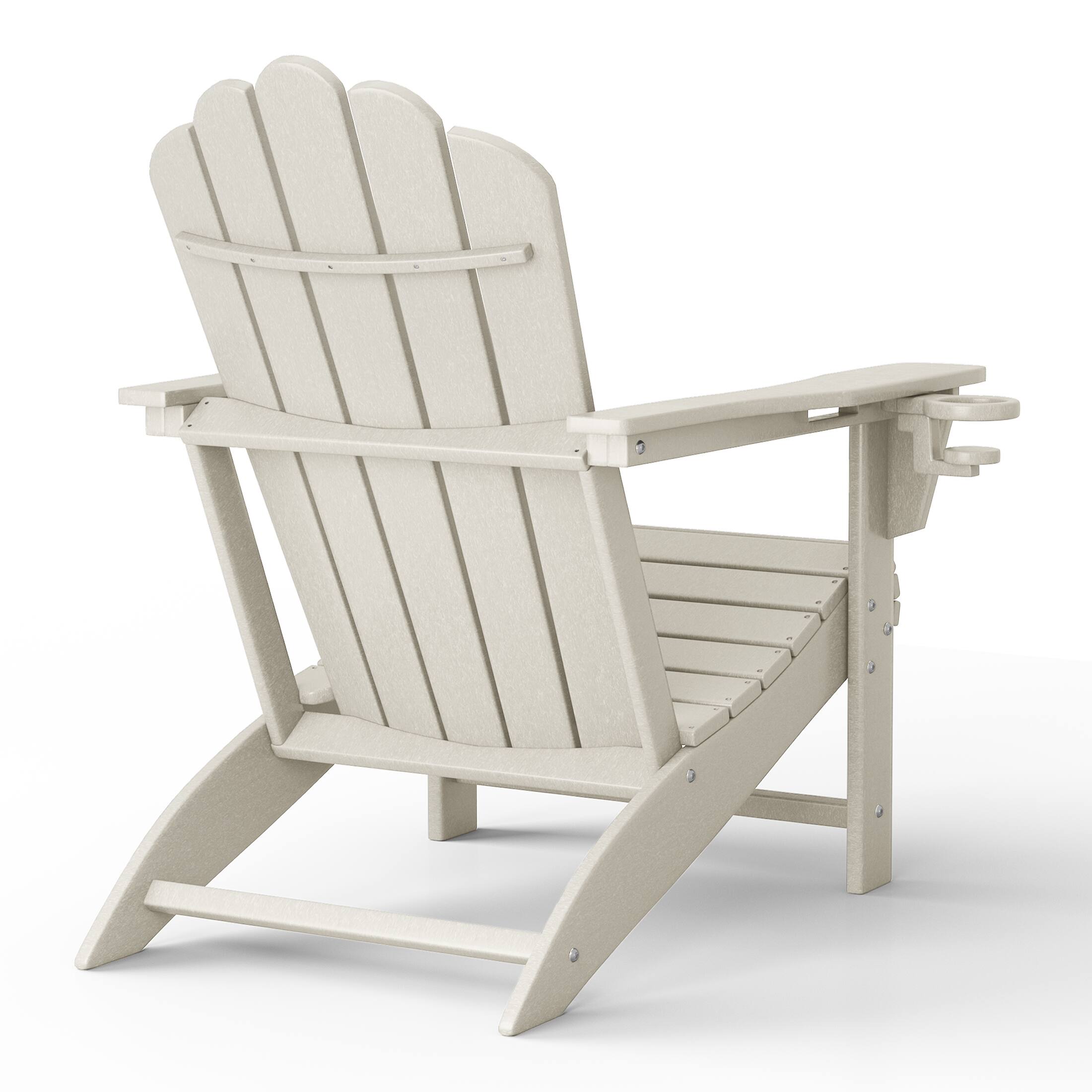 Alt View 2. WestinTrends - WestinTrends Highland Outdoor Patio HDPE Adirondack Chairs With Cup Holders (Set of 8) - Sand.