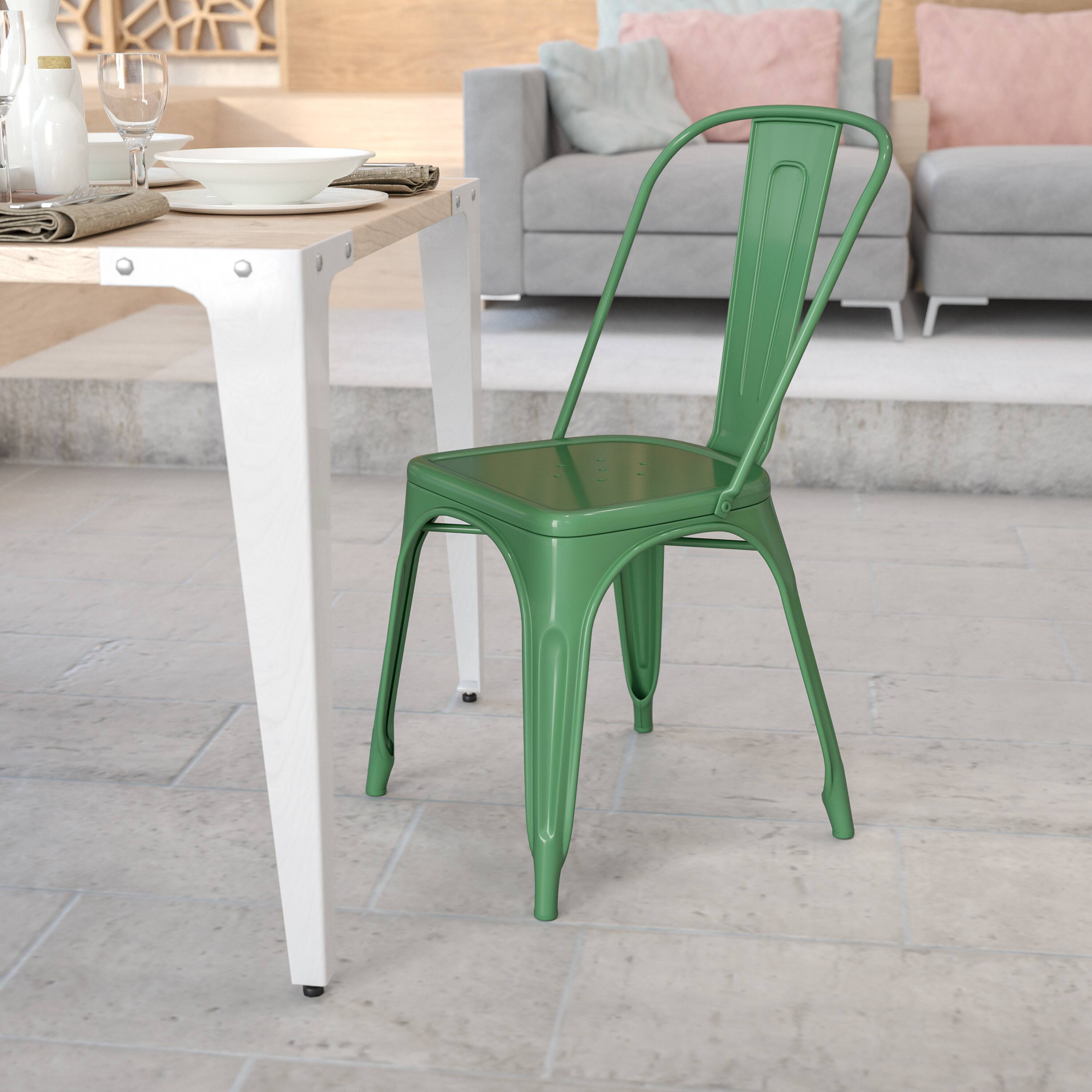 Alt View 1. Emma + Oliver - Commercial Grade Colorful Metal Indoor-Outdoor Stackable Dining Chair - Green.