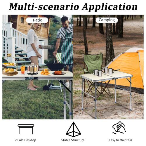 Multi-scenario Application

Patio Camping

2 Fold Desktop

Stable Structure

Easy to Maintain