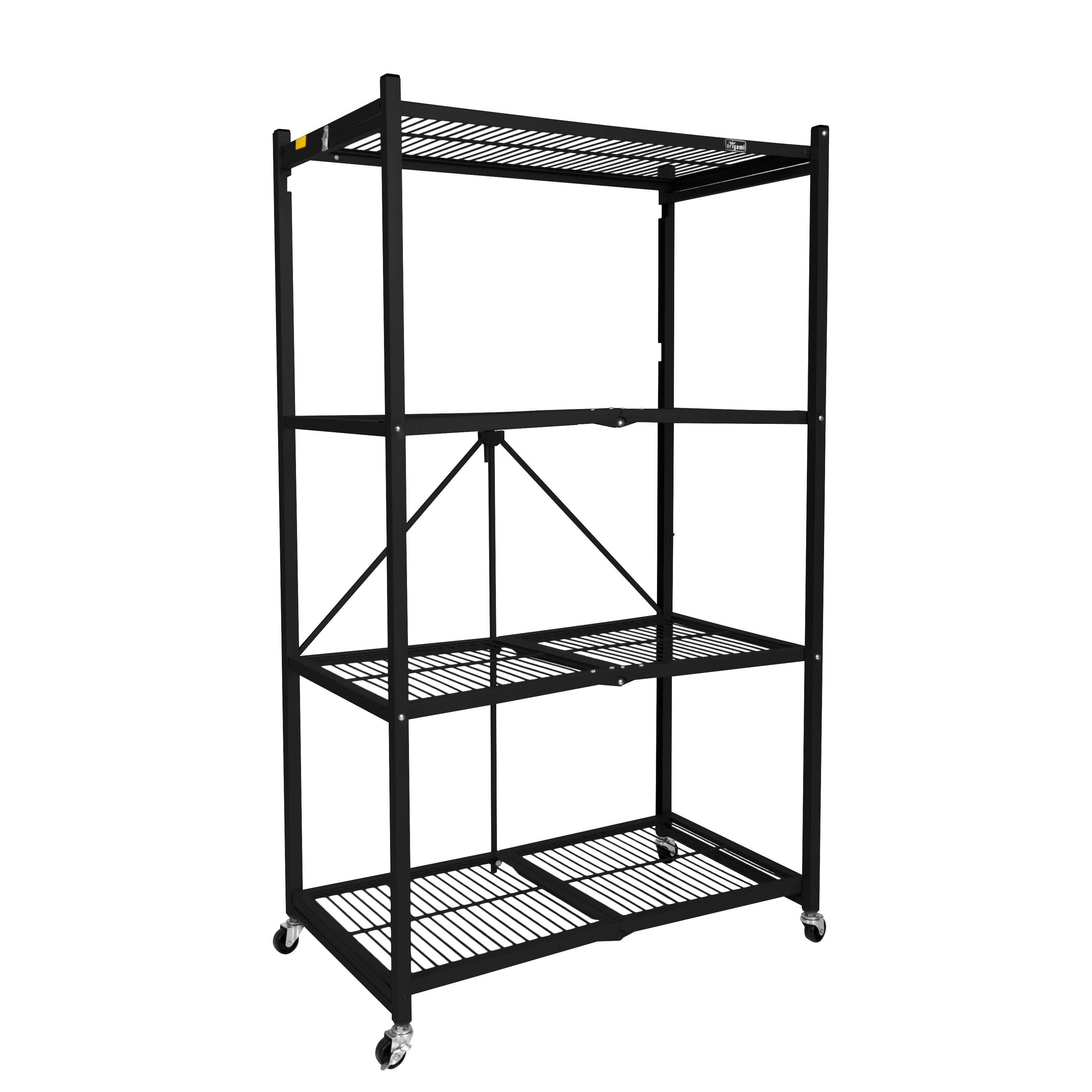 Alt View 8. Origami - Origami R5-06W Black 4-Wheeled and 4-Shelf Folding Steel Wire Shelving Storage.