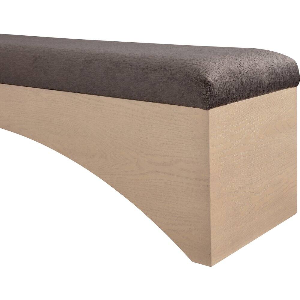 Alt View 4. Meridian Furniture - Lawson Brown Velour Fur Fabric Bench - Brown.