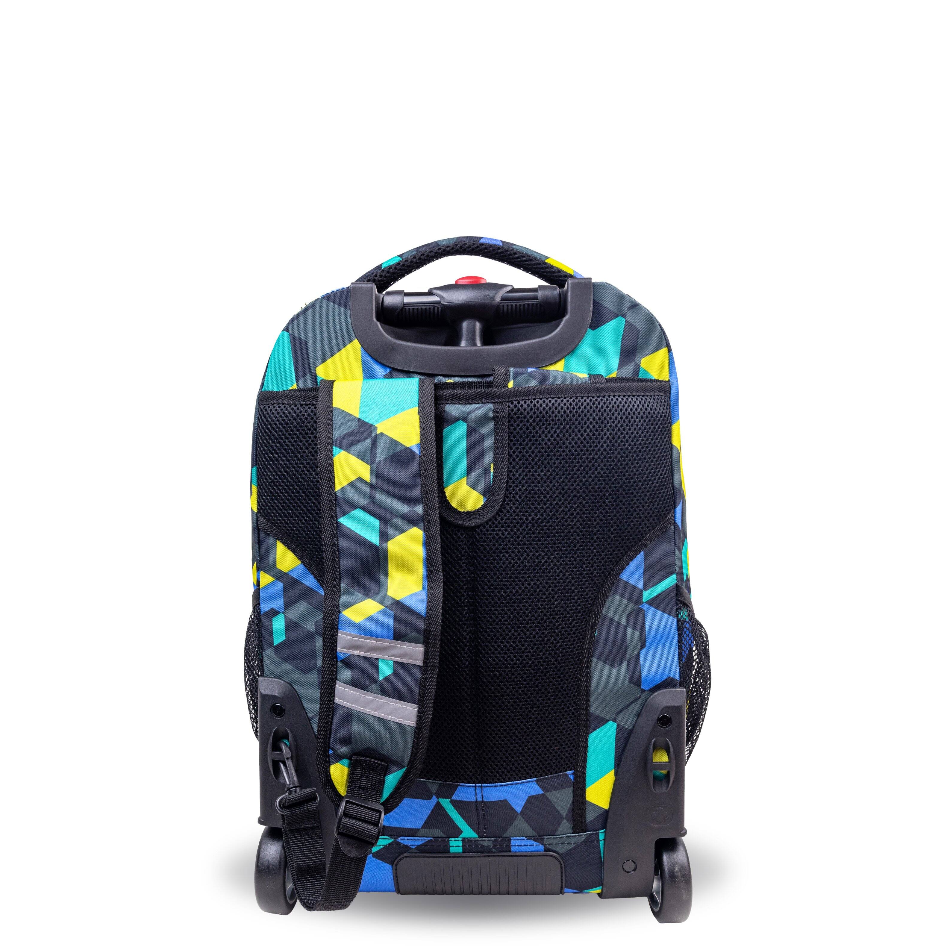 Back. J World - J World Unisex Sundance 20" Rolling Backpack with Laptop Sleeve for School and Travel, Cubes - CUBES.