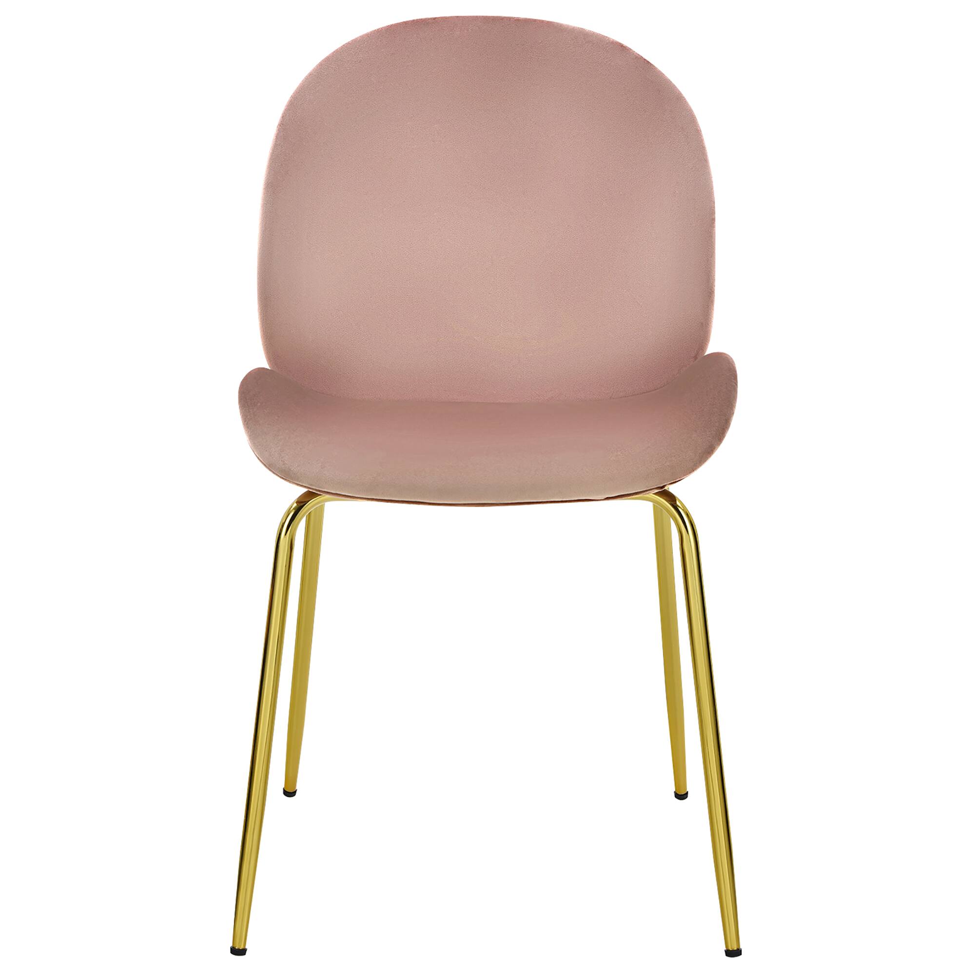 Alt View 6. Costway - Set of 2 Velvet Accent Chairs Dining Side Chairs w/Gold Metal Legs - Pink.