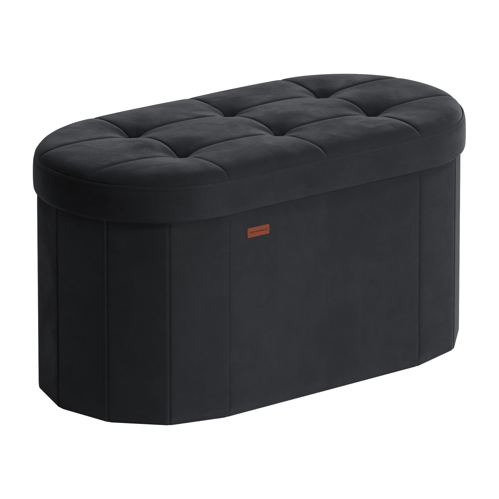 Songmics Home - Folding Ottoman with Storage, Oval Storage Ottoman Bench, for Living Room, Bedroom, Velvet Fabric, 15 x 30 x 15 Inches - Ink Black price history on PriceWatchPro